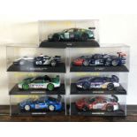 SCALEXTRIC: Seven various boxed model racing cars.