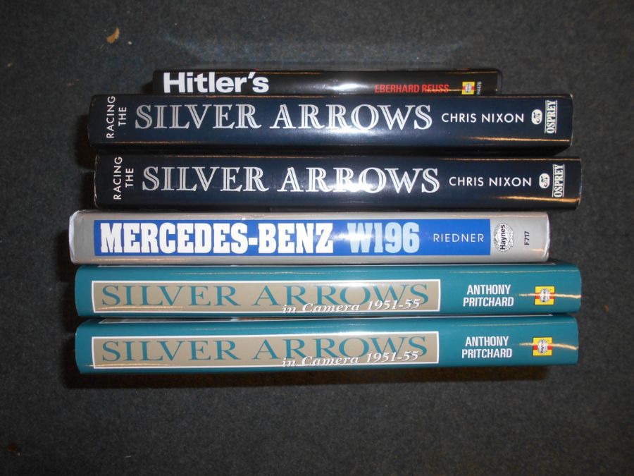 BOOKS: SILVER ARROWS: RIEDNER, M: Mercedes-Benz W196 Last of the Silver Arrows 1990, plus PRITCHARD,