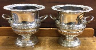 A good pair of Old Sheffield plated wine coolers. Est. £150 - £200.