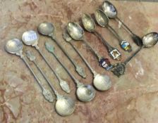 A large set of Continental silver spoons. Approx.