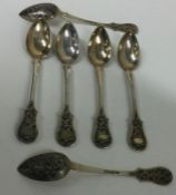 A set of six 19th Century Russian silver and Niello silver spoons. Approx. 120 grams.