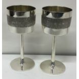 A pair of modernistic goblets of textured bark design. London 1971. By RAF. Approx. 347 grams. Est.