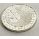 A one ounce Britannia silver coin. Approx. 31 grams. Est. £30 - £50.