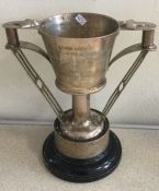 A stylish silver two handled trophy cup. Chester.