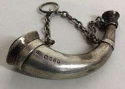 A novelty Victorian silver vinaigrette in the form of a horn. London 1872. By Sampson