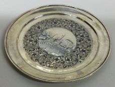 A circular Russian silver and Niello tray / Kiddush cup stand. Dated 1883.