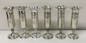 A fine set of six silver vases with swag decoration. London 1899. By Thomas Bishton. Approx. 1100gro