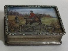 OF HORSE RACING INTEREST: A fine novelty silver and enamelled hinged box.