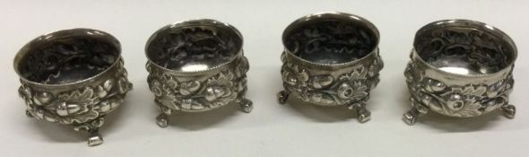 A good set of four silver salts decorated with acorns. London. Approx. 109 grams. Est.