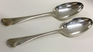 A good pair of Georgian bottom marked spoons. London. By WW.
