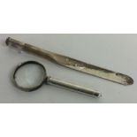 A silver and glass combination magnifier / pencil. London 1903. By Sampson Mordan. Approx. 55 grams.