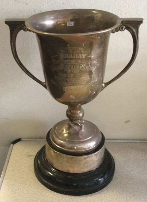 A large silver two handled trophy cup. Birmingham. Approx. 709 grams.