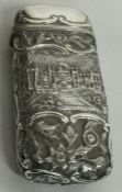 A Victorian silver castle top card case. Birmingham 1839. By Joseph Wilmore. Approx. 89 grams. Est.