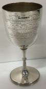 EXETER. A good silver goblet with engraved decoration. 1878. By JW & Co. Approx.