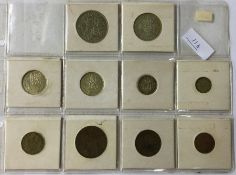 A full set of ten coins: Farthing to Crown. 1944.