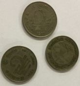 Three Sri Lanka coins: Two Rupees 1981.