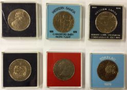 A bag of six Crown size coins. (cased)