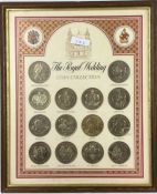 The Royal Wedding Crown collection. Framed fourteen coins.