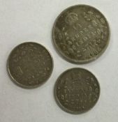 An Edward VII Indian silver quarter Rupee. 1906. Two Annas 1905. 1910.