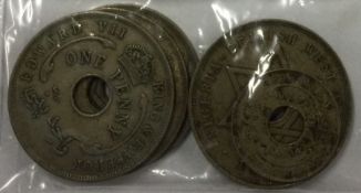 Seven x Nigeria British West Africa coins.