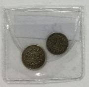 A Queen Victoria 1D Maundy coin 1838 together with a 1 1/2D 1843.