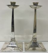 A pair of Art Deco Victorian silver candlesticks with beaded design. Sheffield 1896.