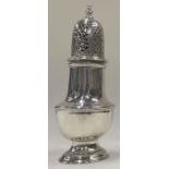 A heavy George II silver sugar caster. London 1749. By Samuel Wood.