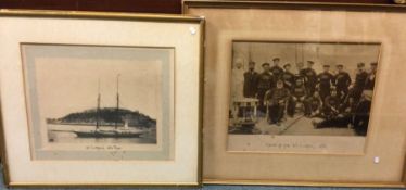 Two framed and glazed black and white pictures of the "S. Y. Livonia".