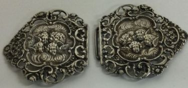 A pair of heavy Victorian silver buckles embossed with cherubs. Birmingham 1899.