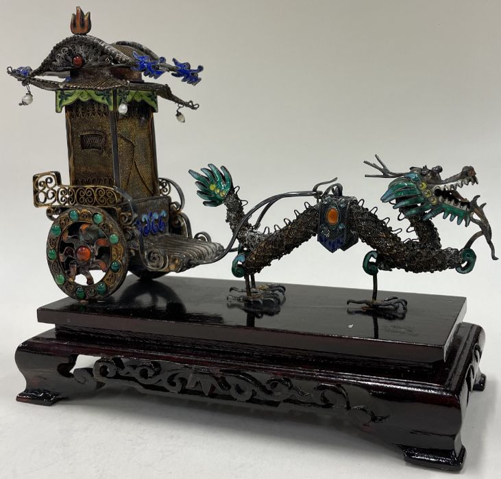 A large Chinese silver and enamelled dragon carriage. - Image 2 of 2