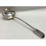 A heavy fiddle pattern silver soup ladle. London. By WE&WF.