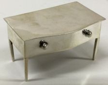 A novelty silver snuff box in the form of a jewellery table.