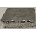 HILLIARD AND THOMPSON: A large Victorian silver table snuff box. Birmingham 1852.
