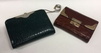 A good leather and silver mounted wallet together with a cased silver bible.