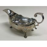 A heavy silver sauce boat. London. By AC. Approx. 122 grams.