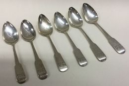 EDINBURGH: Six silver fiddle pattern teaspoons.1814.