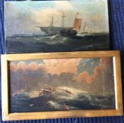 Two oils on canvases depicting seascapes.