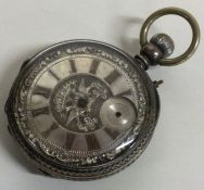 A chased silver pocket watch. Approx. 82 grams. Est. £30 - £50.