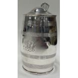 A fine and heavy George III 18th Century barrelled silver lidded tankard. London 1797.