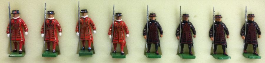 BRITAINS: A set of eight painted Beefeater figures.