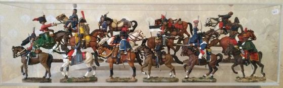 A large collection of lead figures on horseback.