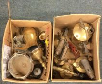 Two boxes of brass wares.