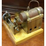 A good copper and brass mounted stationary pump.