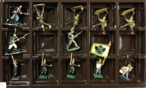 A group of twelve miniature lead figures.