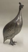PATRICK MAVROS: A large and rare silver figure of a guinea fowl.