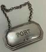 A silver decanter label for 'Port'. Birmingham 1991.