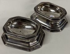 A heavy pair of Victorian silver trench table salts. London 1842. By Barnards.
