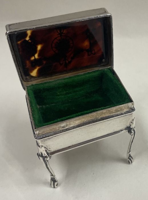 A small silver and tortoiseshell jewellery box with hinged lid. Birmingham. - Image 2 of 3