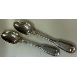 PAUL STORR: A crested pair of Georgian silver spoons. London 1816.