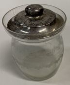 A silver and glass preserve jar. Birmingham 1908. By John Rose.